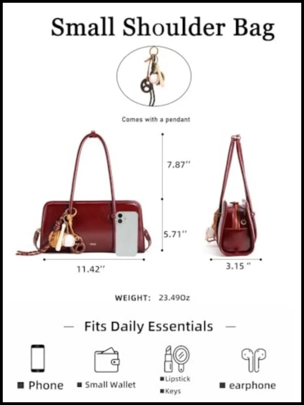 Oil-Wax Glossy PU Leather Satchel Handbag Top Handle Crossbody Bag